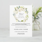 Invitation Élégante Fête des mariées virtuelle florale blanch (Debout devant)