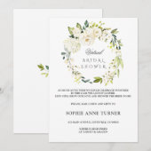 Invitation Élégante Fête des mariées virtuelle florale blanch (Devant / Derrière)