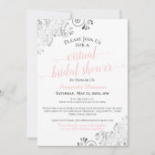 Invitation Elégante Fête des mariées virtuelle frilly rose et (Devant)