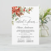 Invitation Élégante FÊTE DES MARIÉES virtuelle Red Poinsettia (Debout devant)