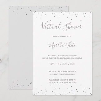 Invitation Elégante Fête des mariées virtuelle simple Silver