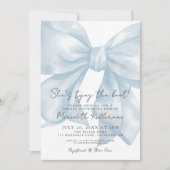 Invitation Elégante Fête des mariées Whimsical de Bow Bleu (Devant)