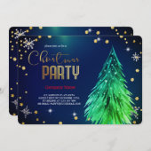 Invitation Élégante fête des pins de Noël magiques (Devant / Derrière)