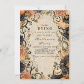 Invitation Élégante fête d'Halloween florale foncée (Devant)