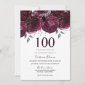 Invitation Élégante fête du 100e anniversaire des Roses du Ma (Devant)