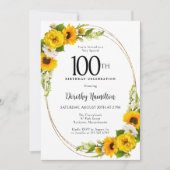 Invitation Elégante fête du 100e anniversaire du tournesol (Devant)