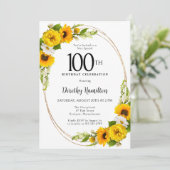 Invitation Elégante fête du 100e anniversaire du tournesol (Debout devant)