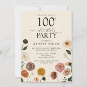 Invitation Elégante fête du 100e anniversaire Fleurs de terre (Devant)