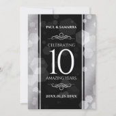 Invitation Élégante fête du 10e anniversaire du Mariage de Ti (Devant)