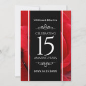 Invitation Élégante fête du 15e anniversaire du Mariage Rose (Devant)