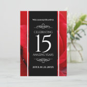 Invitation Élégante fête du 15e anniversaire du Mariage Rose (Debout devant)