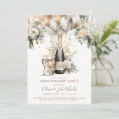 Invitation Élégante fête du 25e anniversaire Champagne Balloo (Debout devant)