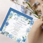 Invitation Élégante fête du 25e anniversaire du Mariage Blue 