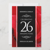 Invitation Élégante fête du 26e anniversaire du Mariage Rose (Devant)