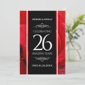 Invitation Élégante fête du 26e anniversaire du Mariage Rose (Debout devant)