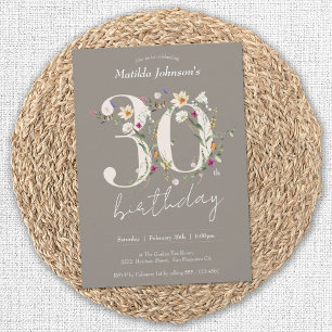 Invitation Élégante fête du 30e anniversaire des Fleurs sauva