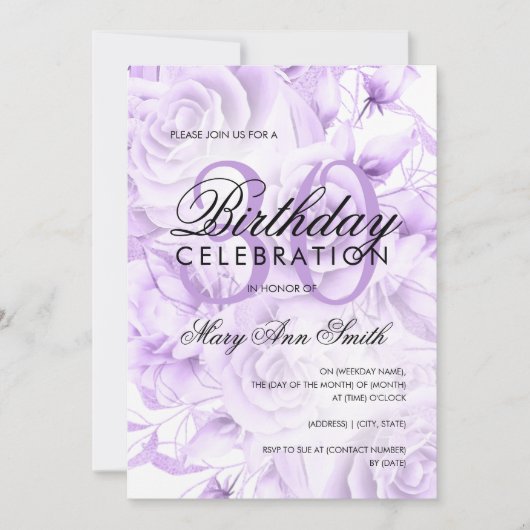 Invitation Élégante fête du 30e anniversaire Floral Purple (Devant)