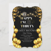 Invitation Elégante fête du 30e anniversaire Noir Élégant (Devant)