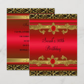 Invitation Elégante fête du 30e anniversaire Rich Rouge Or No (Devant / Derrière)