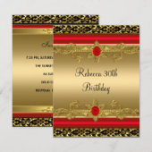 Invitation Elégante fête du 30e anniversaire Rich Rouge Ornat (Devant / Derrière)