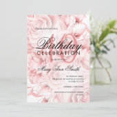 Invitation Elégante fête du 40e anniversaire Floral Rose Gold (Debout devant)