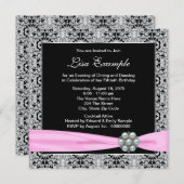 Invitation Élégante fête du 50e anniversaire des femmes roses (Devant / Derrière)