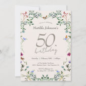 Invitation Élégante fête du 50e anniversaire des Fleurs sauva (Devant)