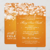 Invitation Élégante fête du 50e anniversaire Etoiles éclatant (Devant / Derrière)
