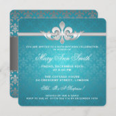 Invitation Élégante fête du 50e anniversaire Fleur de Lis Tur (Devant / Derrière)