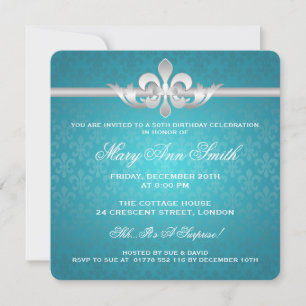 Invitation Élégante fête du 50e anniversaire Fleur de Lis Tur