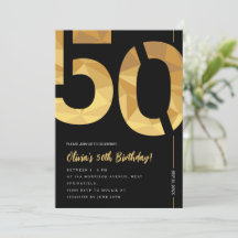 Élégante fête du 50e anniversaire noir et or