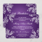 Invitation Élégante fête du 50e anniversaire Swirls Vintages  (Devant / Derrière)