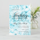 Invitation Élégante fête du 60e anniversaire Floral Turquoise (Debout devant)