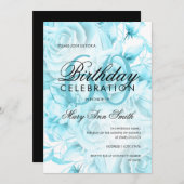 Invitation Élégante fête du 60e anniversaire Floral Turquoise (Devant / Derrière)