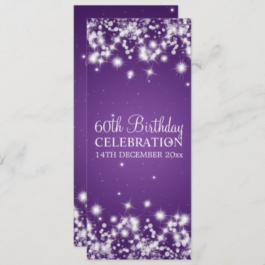 Invitation Élégante fête du 60e anniversaire Sparkle d'hiver  (Devant / Derrière)