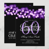 Invitation Elégante fête du 60e anniversaire violet Hollywood (Devant / Derrière)