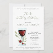 Invitation Élégante fête du 70e anniversaire du vin rouge Sur (Devant)