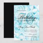 Invitation Élégante fête du 70e anniversaire Floral Turquoise (Devant / Derrière)