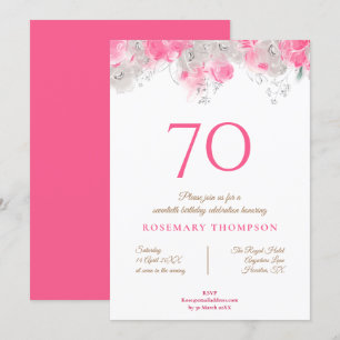 Invitation Élégante fête du 70e anniversaire florale délicieu