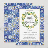 Invitation Elégante Fête du 70e anniversaire Lemon Méditerran (Devant / Derrière)