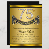 Invitation Élégante fête du 75e anniversaire (Devant / Derrière)