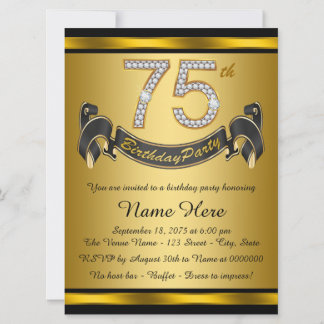 Invitation Élégante fête du 75e anniversaire