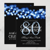 Invitation Elégante fête du 80e anniversaire Blue Hollywood G (Devant / Derrière)