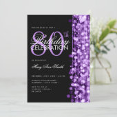 Invitation Élégante fête du 80e anniversaire Glam Sparkle Pur (Debout devant)