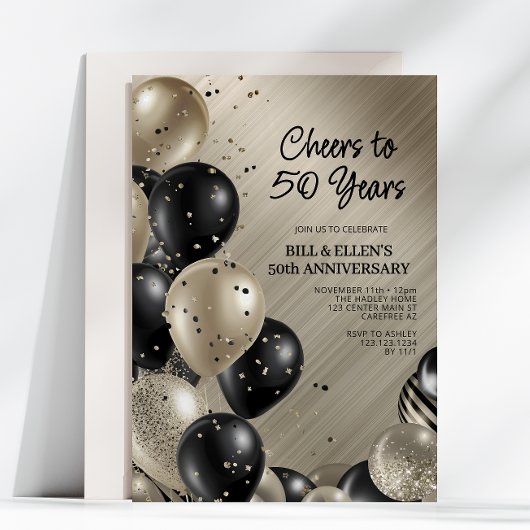 Invitation Élégante fête du Mariage de 50 ans