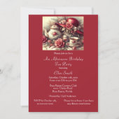 Invitation Elégante fête du thé d'anniversaire Rose rouge (Devant)