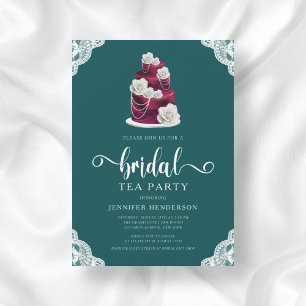 Invitation Élégante fête du thé de la mariée de gâteau