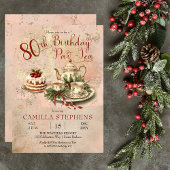 Invitation Élégante fête du Thé d'hiver 80e anniversaire