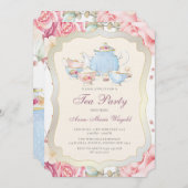 Invitation Elégante fête du thé floral (Devant / Derrière)