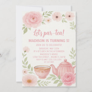 Invitation Elégante fête du thé floral Anniversaire Invitatio
